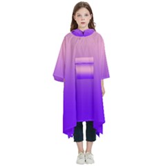 Indigo Violet To Cotton Candy Pink Bilinear Gradient Kids  Hooded Rain Ponchos