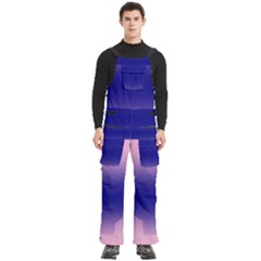 Cotton Candy Pink To Navy Blue Bilinear Gradient Men s Side Zip Front Pouch Ski And Snowboard Bib Pants	
