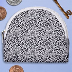 Black White Leopard Horseshoe Style Canvas Pouch