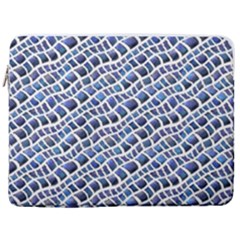 Blue Snake 17  Vertical Laptop Sleeve Case With Pocket