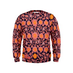 Mid Century Retro Floral 1970s 1960s Pattern 74 Kids  Sweatshirt