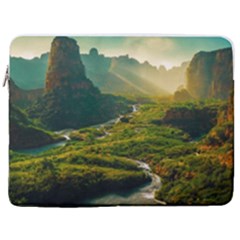 Mountains Trees Forest 17  Vertical Laptop Sleeve Case With Pocket