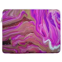 Magenta Waves 17  Vertical Laptop Sleeve Case With Pocket