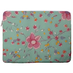 Mid Century Retro Floral 1970s 1960s Pattern 79 17  Vertical Laptop Sleeve Case With Pocket