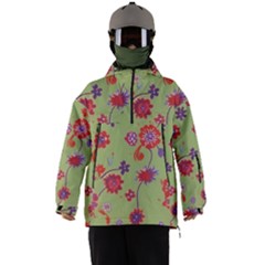 Mid Century Retro Floral 1970s 1960s Pattern 76 Men s Ski And Snowboard Waterproof Breathable Jacket
