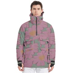 Mid Century Retro Floral 1970s 1960s Pattern 80 Men s Pullover Zip Ski And Snowboard Waterproof Breathable Jacket