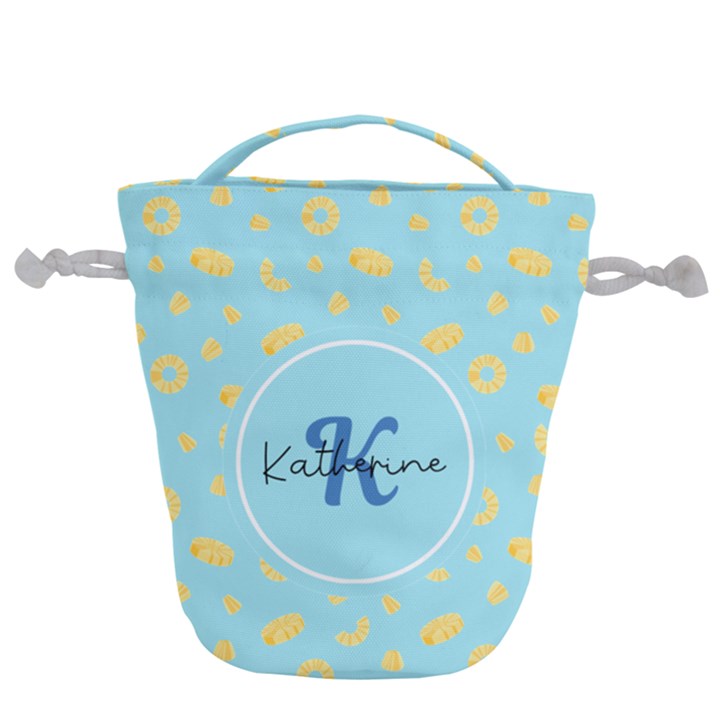 Custom Initial Name Pineapple Pattern Drawstring Bucket Bag