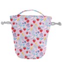 Custom Initial Name strawberry Drawstring Bucket Bag View2