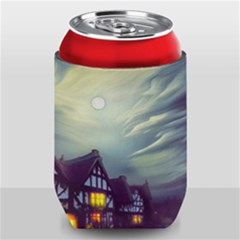 Village Moon Cloudy Historical Tudor Architecture Houses Town Night Windows City Can Holder