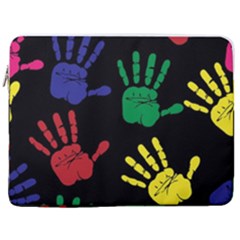Handprints Hand Print Colourful 17  Vertical Laptop Sleeve Case With Pocket