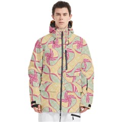 Abstract Pattern Design Scrapbooking Men s Multi Pockets Zip Ski And Snowboard Waterproof Breathable Jacket