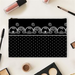 Lace White Dots White With Black Large Makeup Purse