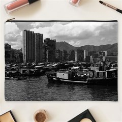 Vintage China Hong Kong Houseboats River 1970 Cosmetic Bag (xxxl)