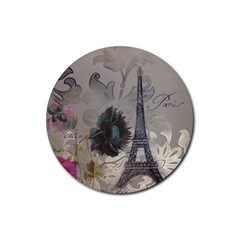 Floral Vintage Paris Eiffel Tower Art Drink Coaster (round)