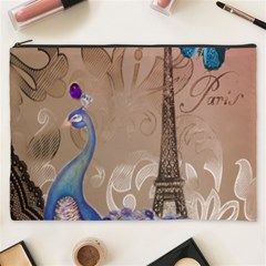 Modern Butterfly  Floral Paris Eiffel Tower Decor Cosmetic Bag (xxxl)