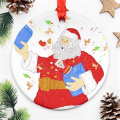 Santa Surprise Round Ornament (two Sides)