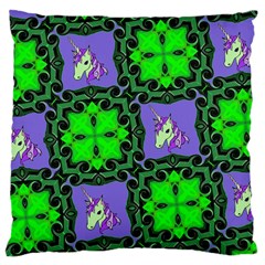 Green Unicorn Large Cushion Case (single Sided) 