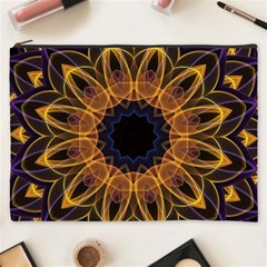 Yellow Purple Lotus Mandala Cosmetic Bag (xxxl)