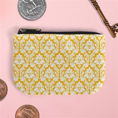 Sunny Yellow Damask Pattern Mini Coin Purse