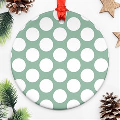 Jade Green Polkadot Round Ornament (two Sides)