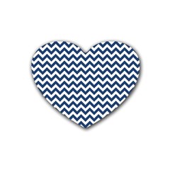 Dark Blue And White Zigzag Drink Coasters (heart)