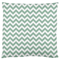 Jade Green And White Zigzag Large Cushion Case (single Sided) 
