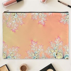 Peach Spring Frost On Flowers Fractal Cosmetic Bag (xxxl)