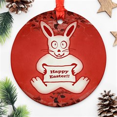 Cute Bunny Happy Easter Drawing Illustration Design Round Ornament (two Sides)