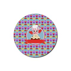 Cupcake With Cute Pig Chef Drink Coaster (round)