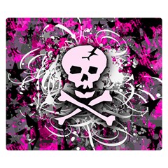 Pink Skull Splatter Double Sided Flano Blanket (small) 