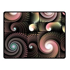 Peach Swirls On Black Fleece Blanket (small)