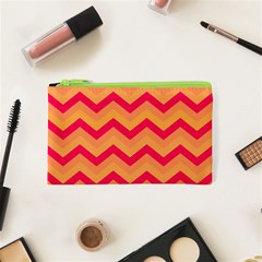 Chevron Peach Cosmetic Bag (xs)