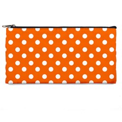 Orange And White Polka Dots Pencil Cases