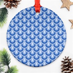 Awesome Retro Pattern Blue Round Ornament (two Sides) 