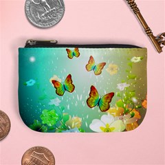Flowers With Wonderful Butterflies Mini Coin Purses