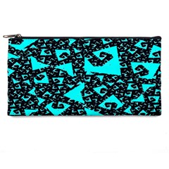 Teal On Black Funky Fractal Pencil Cases