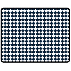 Navy And White Scallop Repeat Pattern Fleece Blanket (medium) 