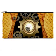 Steampunk Golden Design With Clocks And Gears Pencil Cases