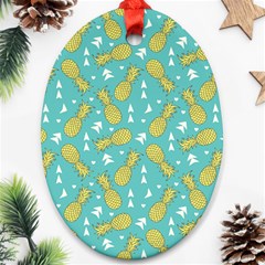 Summer Pineapples Fruit Pattern Ornament (oval) 