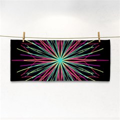 Pink Turquoise Black Star Kaleidoscope Flower Mandala Art Hand Towel