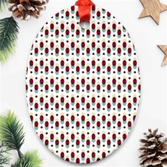 Geometric Retro Patterns Oval Ornament (two Sides)