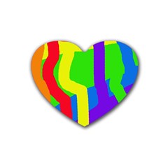 Rainbow Abstraction Rubber Coaster (heart) 