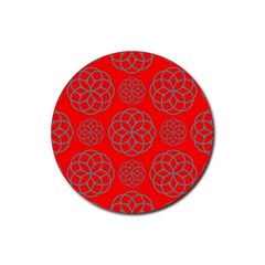 Geometric Circles Seamless Pattern Rubber Coaster (round) 
