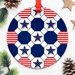 Patriotic Symbolic Red White Blue Round Ornament (two Sides)