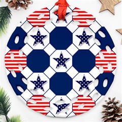 Patriotic Symbolic Red White Blue Round Filigree Ornament (two Sides)