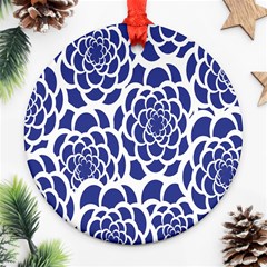 Blue And White Flower Background Ornament (round)