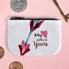 My Heart Points To Yours / Pink And Blue Cupid s Arrows (white) Mini Coin Purses