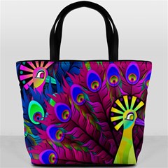 Peacock Abstract Digital Art Bucket Bags