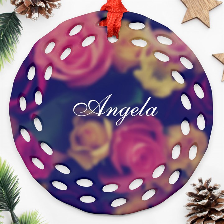 Vintage Monogram Flower Ornament (Round Filigree)