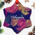 Vintage Monogram Flower Snowflake Ornament (Two Sides) Front